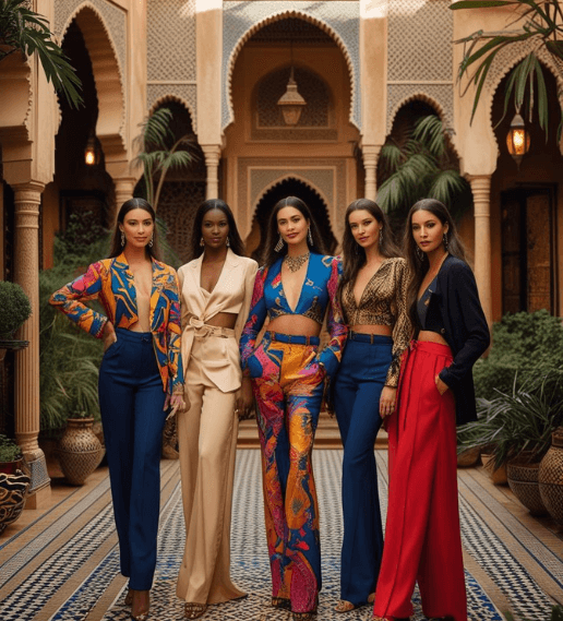 Women travelers in a riad courtyard on a Women-Only Morocco Tour