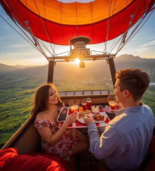 Luxury breakfast on board a hot air balloon Marrakech